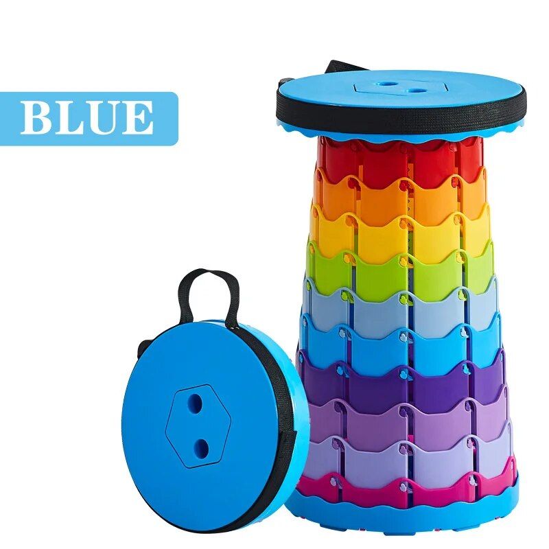 Tabouret Pliable Portable Pour Pique-Nique Télescopique",Voyage,Camping,Plage,Pêche,Randonnée,"Jardin - Type Rainbow-Blue #A