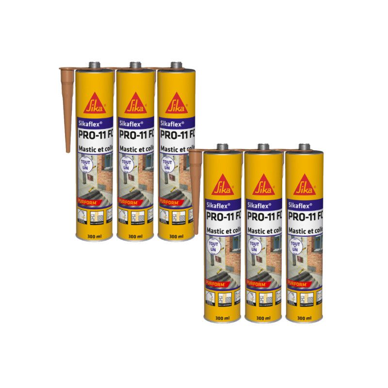 Lot de 6 mastics colles SIKA Sikaflex PRO 11 FC Purform - Beige - 300ml