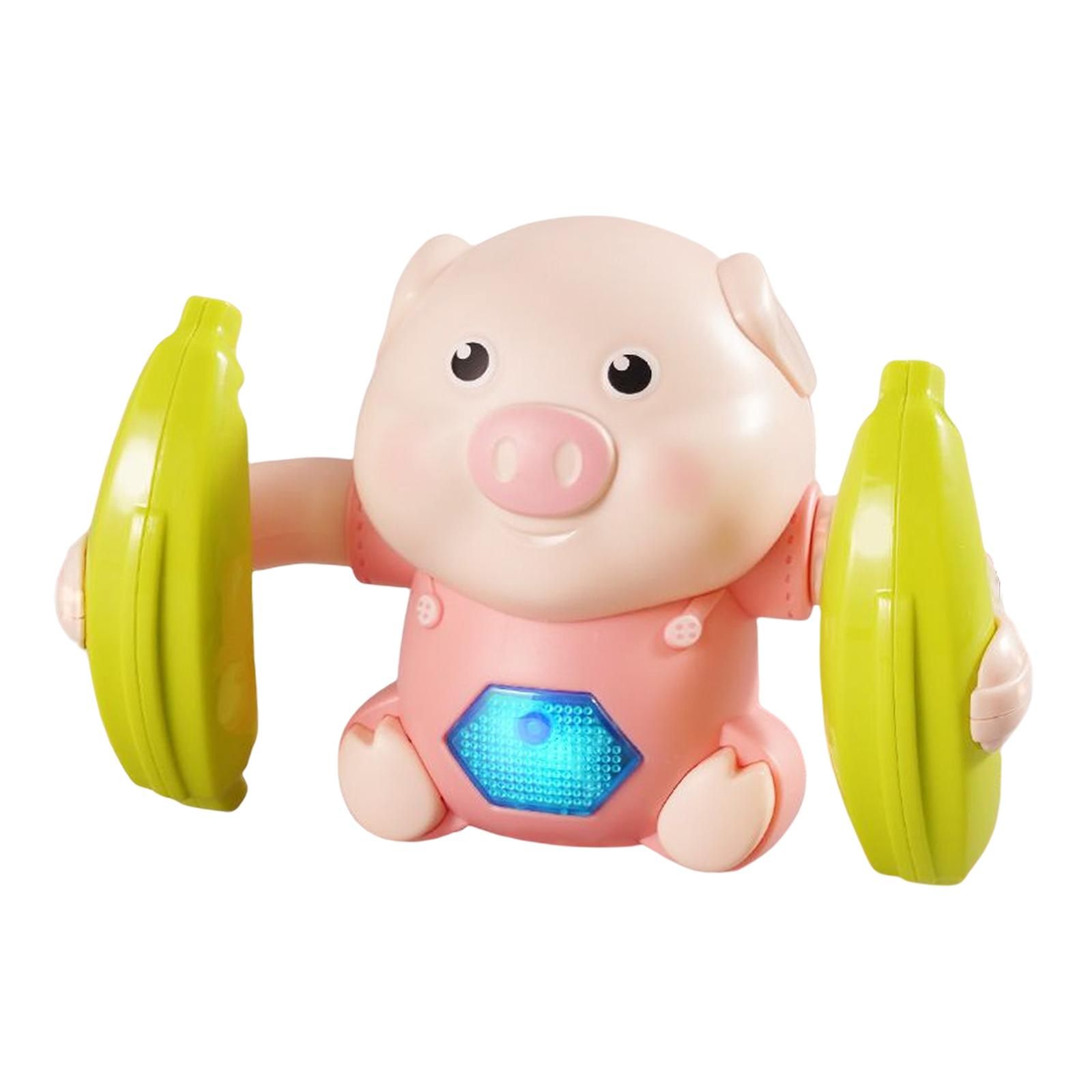  - Électrique Tumbling Pig Baby Sing Music Toy Contrôle Vocal Matériel De Sécurité Robuste Multifonctionnel Rose