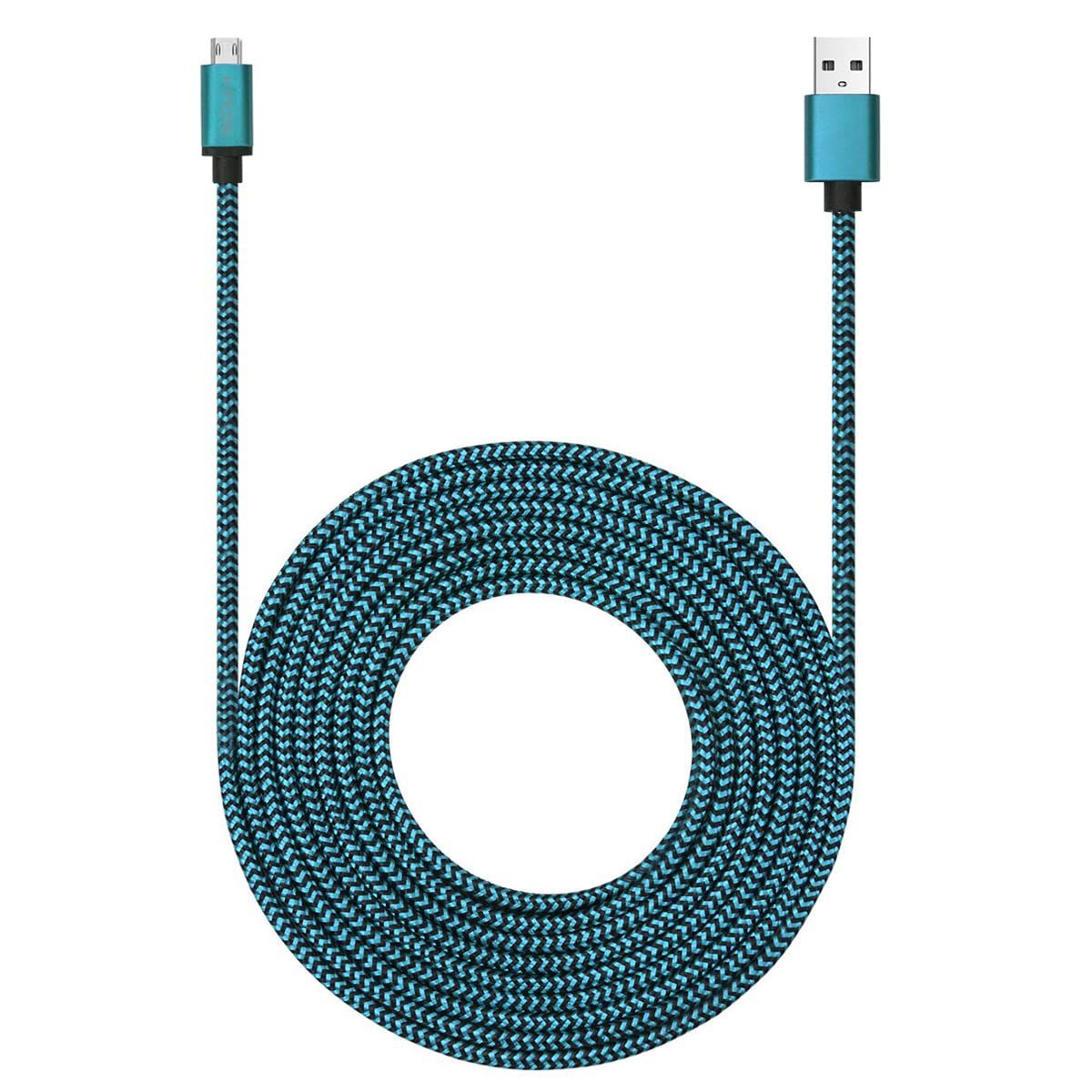 Câble micro USB de 4,6 m avec charge rapide 3 A,extra long et extrêmement durable en nylon tressé pour Galaxy S7/S6/J8/J7 Note 5,Kindle,LG,PS4,appareil photo,Xbox One et plus (bleu)