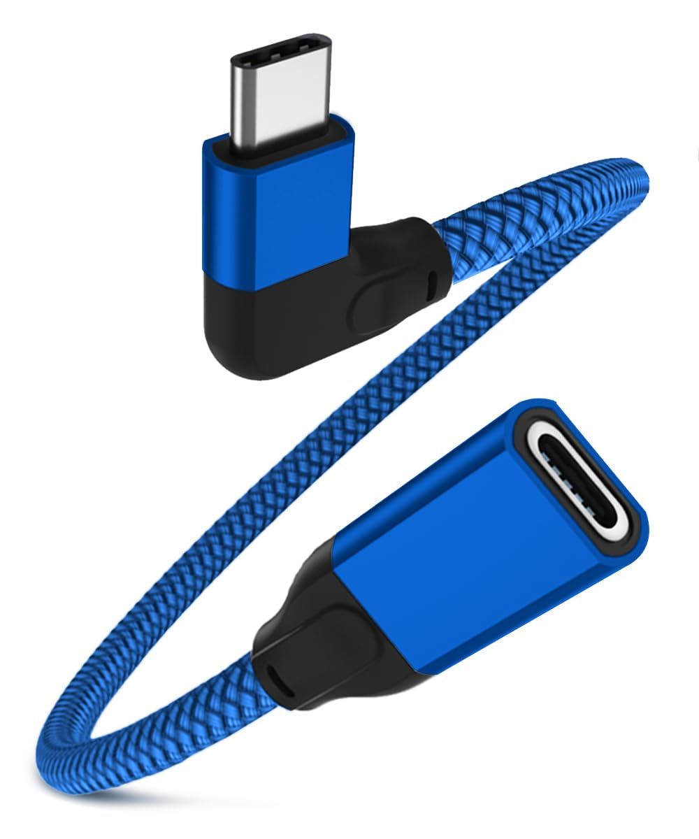 Câble Extension USB C 0.2M,Coudé USB-C 3.1 Gen2 10Gbps Cordon Femelle à Mâle 90 Degrés TypeC,Rallonge Adaptateur Thunderbolt 3 pour Nintendo Switch,MacBook Pro,iPad Air Mac,Surface Go,iPhone 15