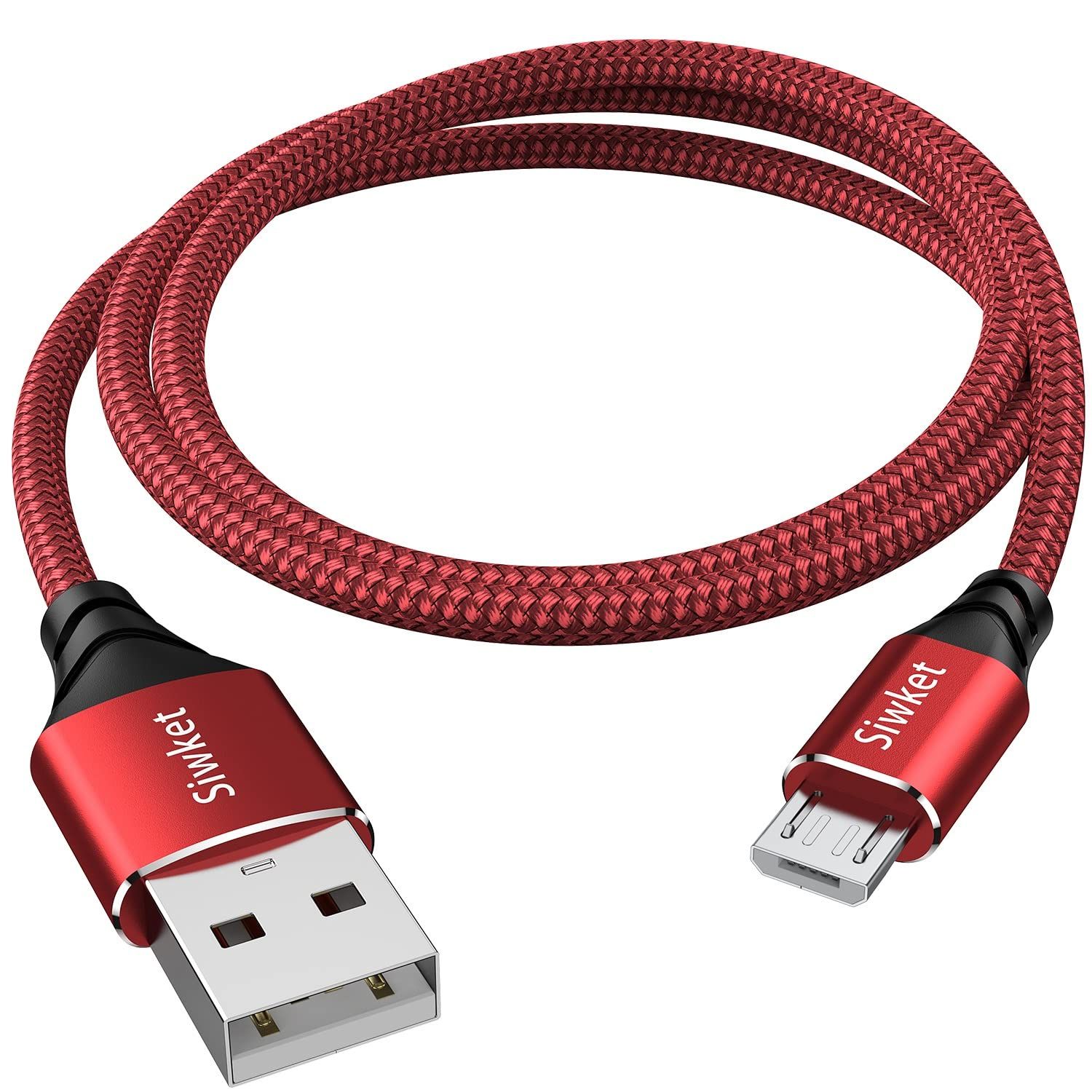 Câbles Micro Usb 5m,Câble De Charge Usb A Vers Micro Tressé En Nylon Câble De Charge Android Compatible Pour Samsung Galaxy S7 S6 Edge J7 J5 J3,Redmi,Huawei,Sony,Lg,Kindle,Ps4,Rouge