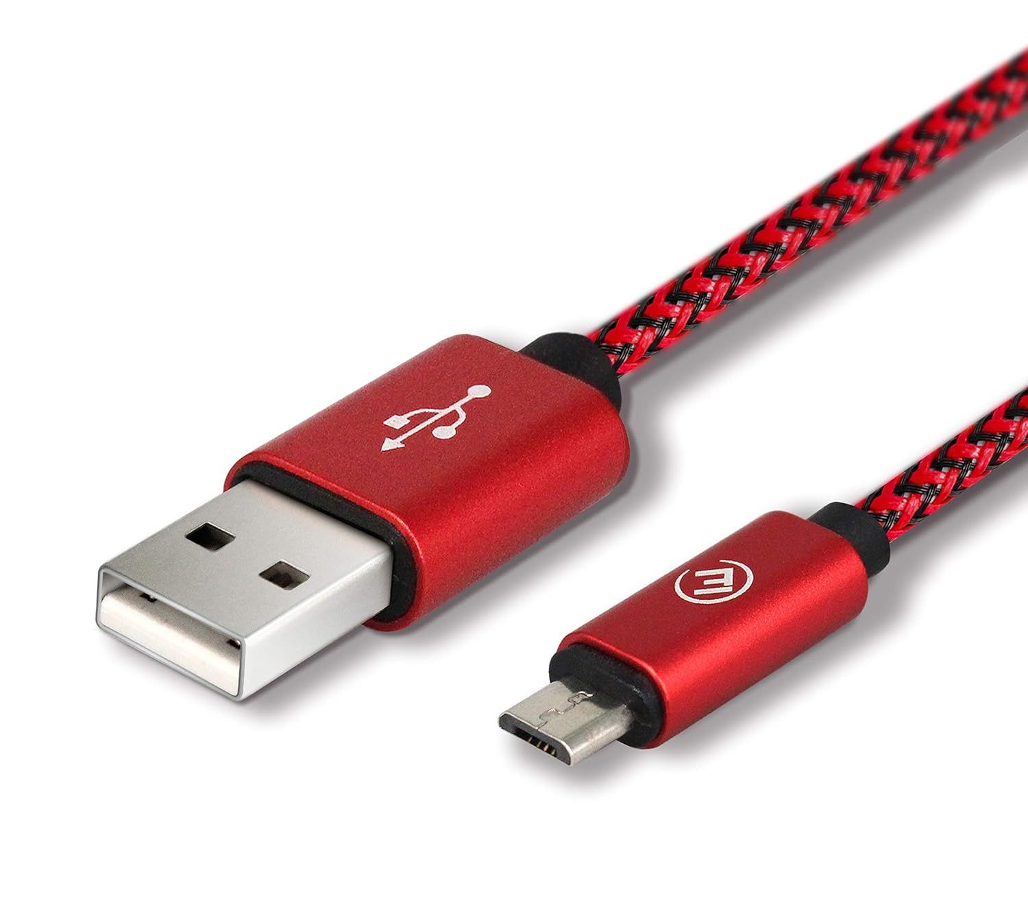 Cable Micro USB en Nylon tresse 1M Charge Rapide et Transfert de donnees pour Samsung Galaxy S7/6/ A10/ J,Manette PS4/Xbox One,et Autres dispositifs MicroUSB - 1M Rouge