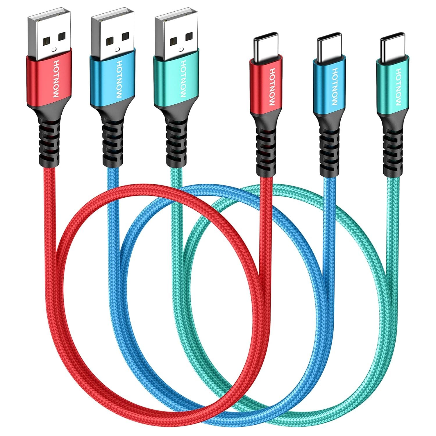 Short USB C Cable 50cm 3 Pcs,0.5m USB-C Fast Charger Cord for Samsung Galaxy S10 S9 S8 Plus Note 9 8,Power Bank and Other USB Type C Devices