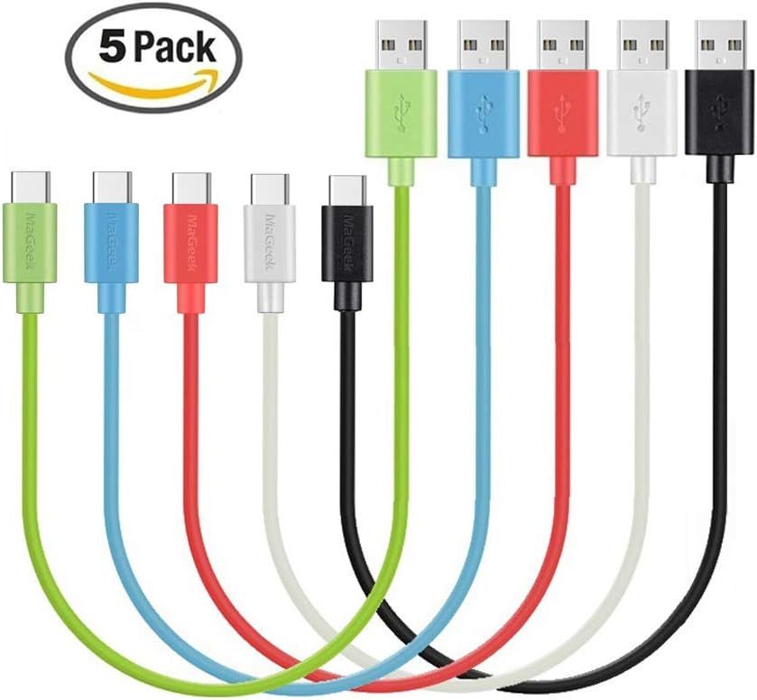 (Lot de 5,0,3m courts Câbles USB Type C vers USB 2.0 de Données et Charge pour Samsung Galaxy S9,S8 +,Nexus 6P,LG G6,new MacBook,Google Pixel XL,OnePlus et plus (5 Couleurs)