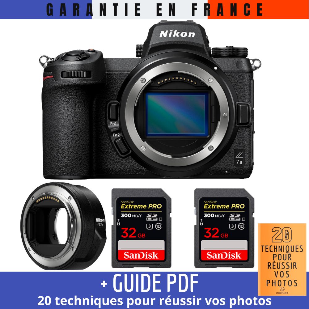 Nikon Z7 II + Nikon FTZ II + 2 SanDisk Extreme PRO UHS II SDXC 300 MB/ + Guide PDF 20 TECHNIQUES POUR RÉUSSIR VOS PHOTOS