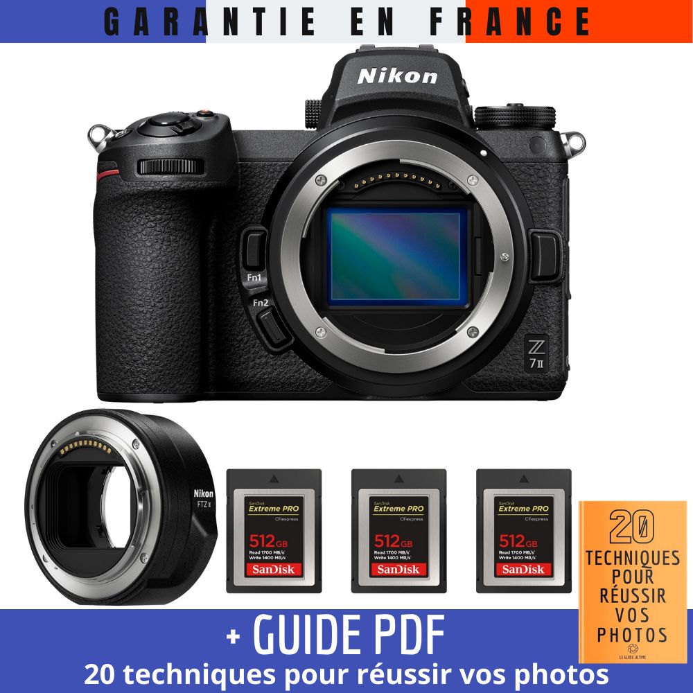 Nikon Z7 II + Nikon FTZ II + 3 SanDisk 512GB Extreme PRO CFexpress Type B + Guide PDF ""20 TECHNIQUES POUR RÉUSSIR VOS PHOTOS