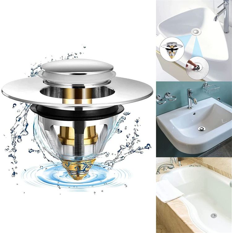 Bonde de Lavabo Universelle Pop-Up Bouchon Lavabo, Bouchon Lavabo Salle de Bain, Bouchon Baignoire pour Lavabo de Cuisine, pour Trous de Drainage 34-38 mm