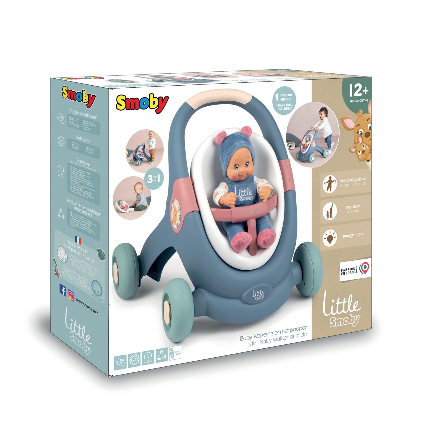 Ls Little Smoby Ls Baby Walker 3 En 1 + Poupon