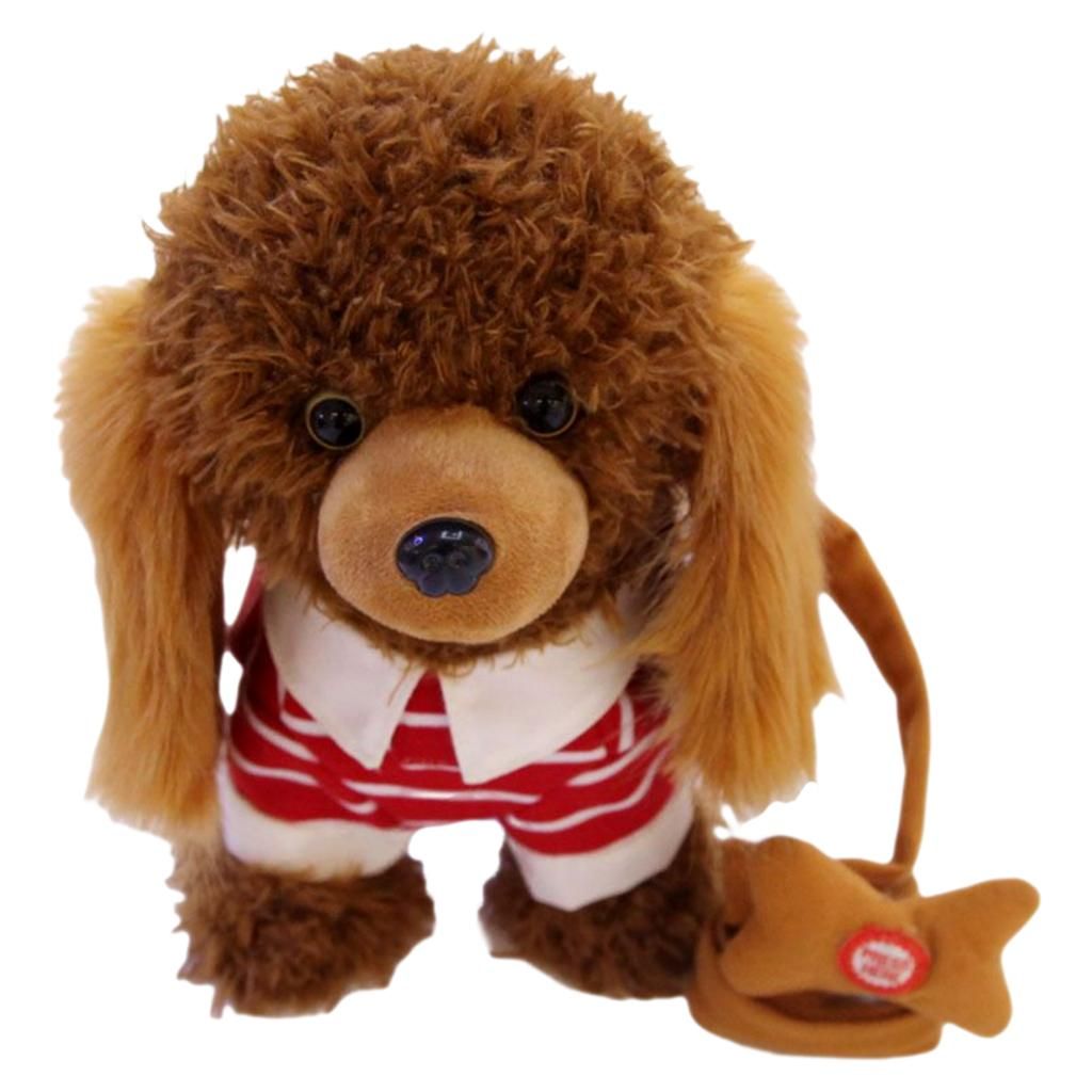  - Cuticate Chiens Robotiques En Peluche À Pied Et À Écorce Pour Bébé En Bas Âge, Amusez-Vous Bien, Compagnon De Remuer La Queue Facile À Utiliser, Portable Mignon D'apprentissage Bande Rouge