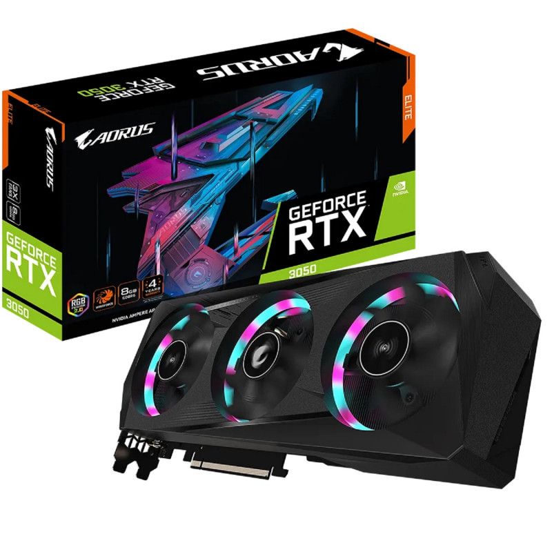 GIGABYTE AORUS GeForce RTX 3050 ELITE 8G NVIDIA 8 Go GDDR6 Neuf - vue 4