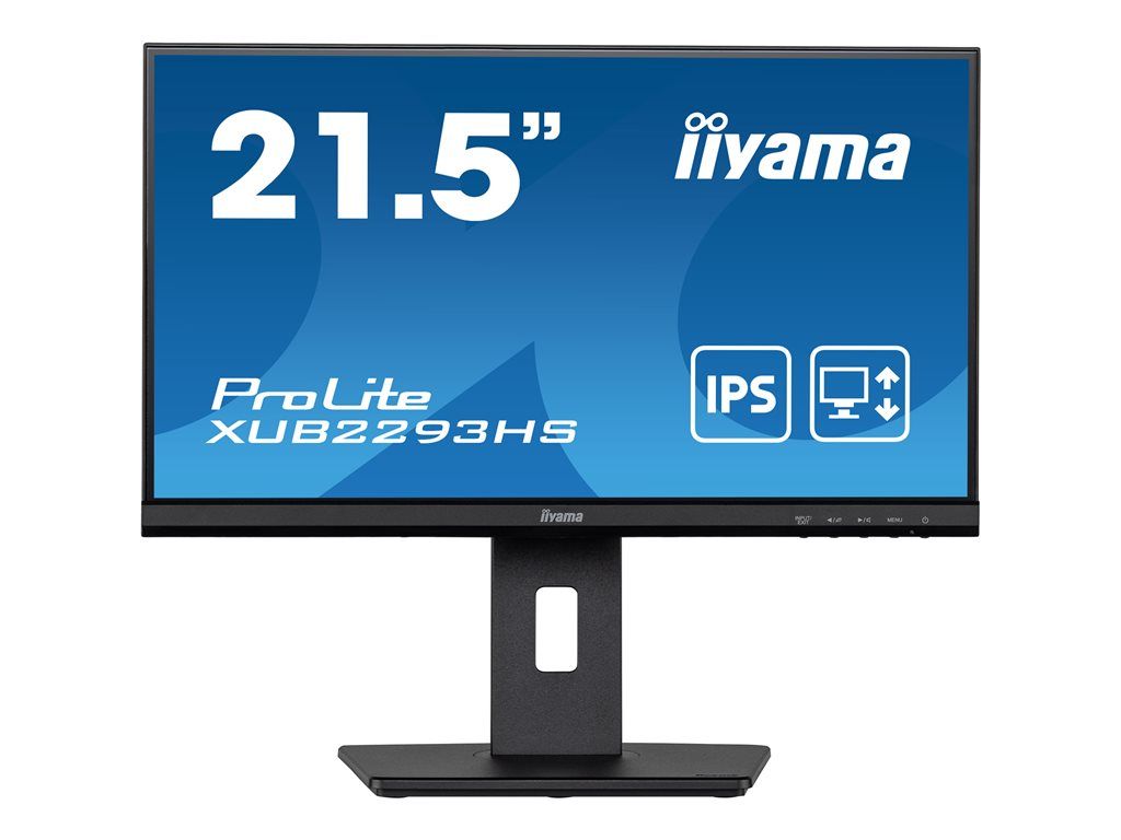 iiyama ProLite XUB2293HS-B5 - Écran LED - 22" (21.5" visualisable) - 1920 x 1080 Full HD (1080p) @ 75 Hz - IPS - 250 cd/m² - 1000:1 - 3 ms - HDMI, DisplayPort - haut-parleurs - noir mat