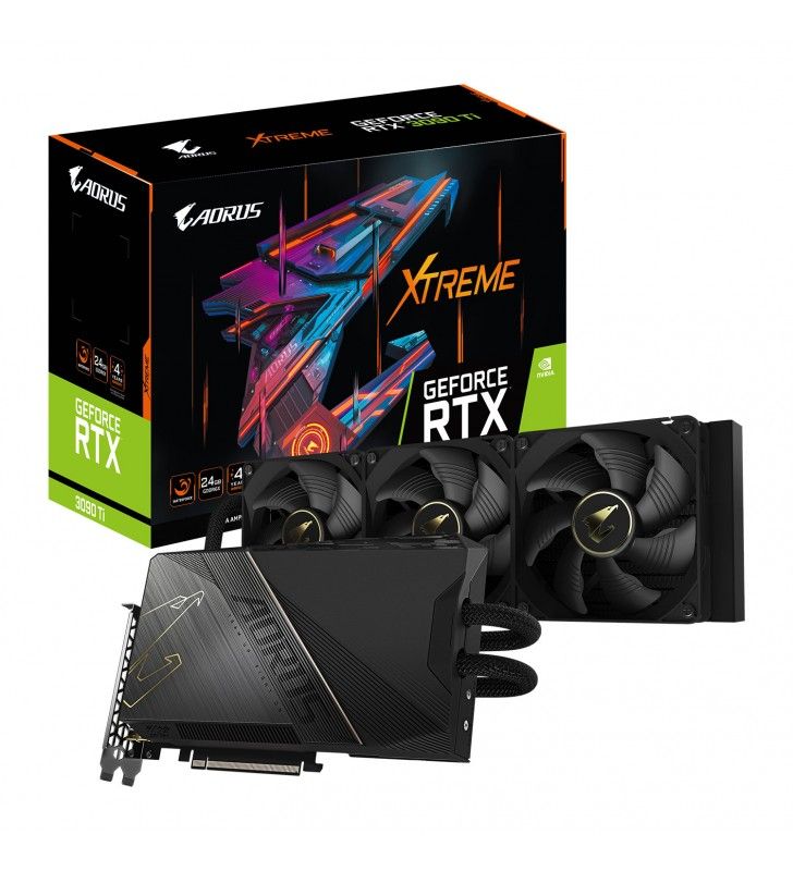 Gigabyte AORUS GeForce RTX 3090 Ti XTREME WATERFORCE 24G Carte graphique GF RTX 3090 Ti 24 Go GDDR6X PCIe 4.0 x16 HDMI 3 x DisplayPort