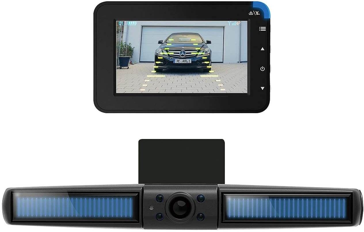 Lescars : Caméra de recul solaire sans fil avec écran et aide au stationnement