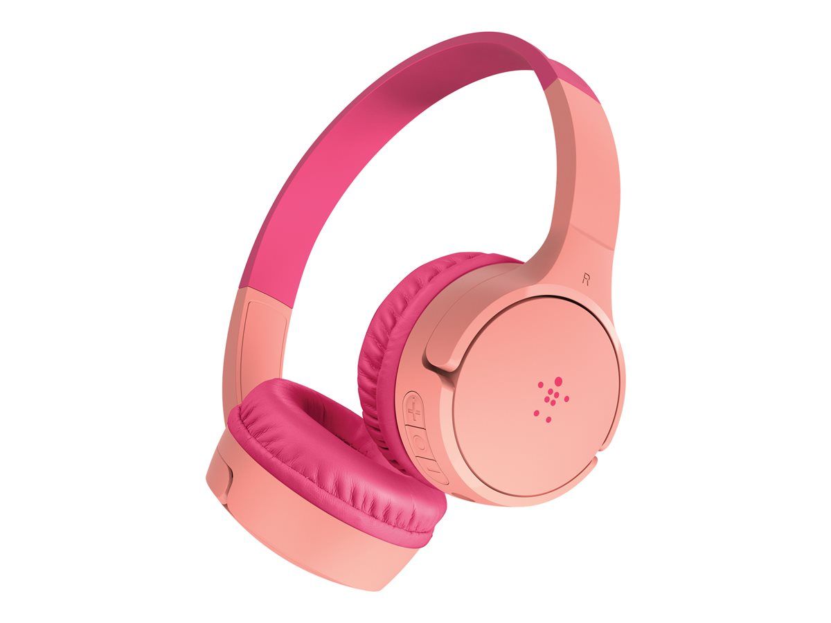 Belkin SoundForm Mini - Écouteurs avec micro - sur-oreille - Bluetooth - sans fil, filaire - jack 3,5mm - rose