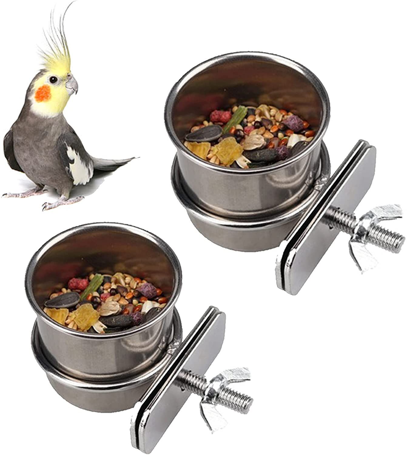 Comparer les prix de Gamelle À Suspendre En Acier Inoxydable Pour Oiseaux 2 Pièces Bol D'alimentation Pour Oiseaux Avec Support De Serrage Pour Perroquets, Perruches, Calopsittes, Inséparables(4.4cm / 5.5cm)