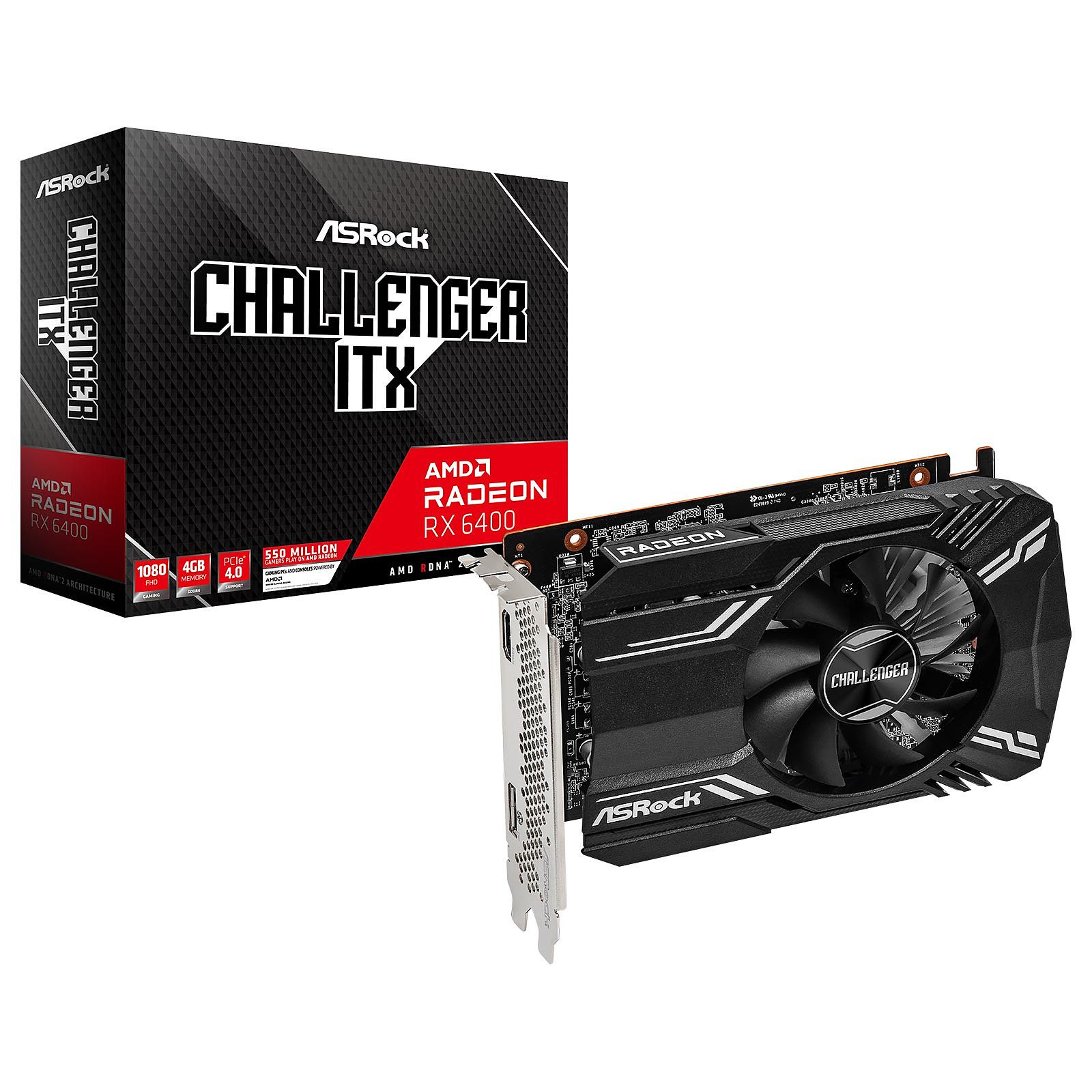 Asrock RX6400 CLI 4G AMD Radeon RX 6400 4 Go GDDR6 Neuf - vue 4