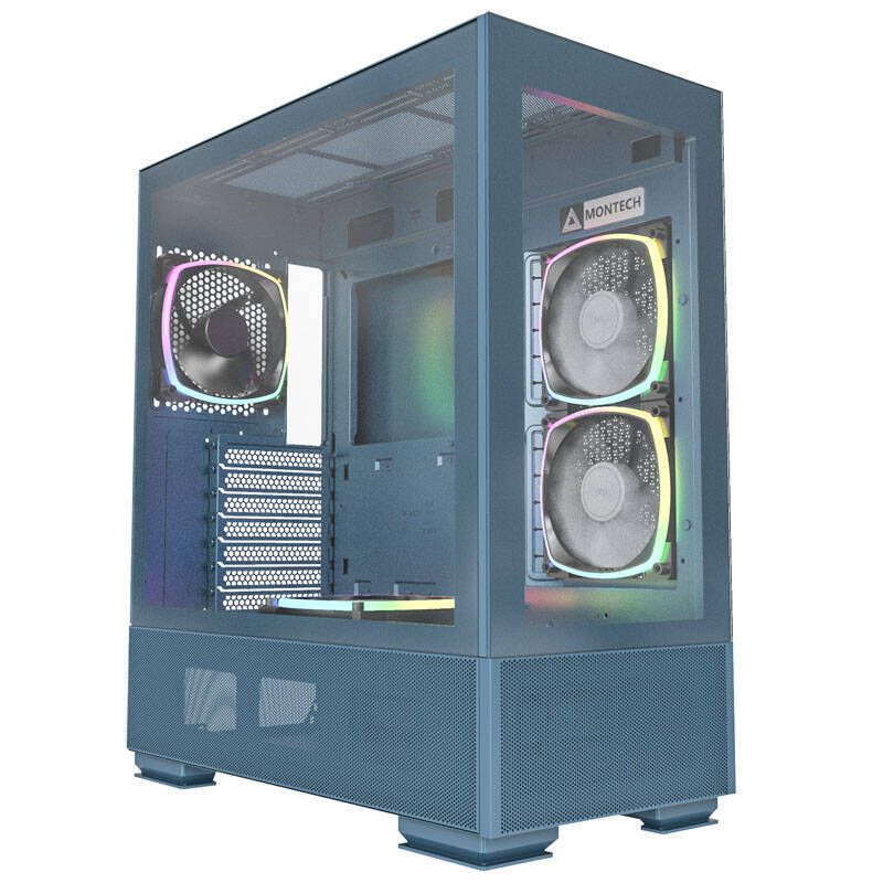 Boitier PC Moyen Tour ATX Montech Sky Two RGB avec panneaux vitrés - Bleu