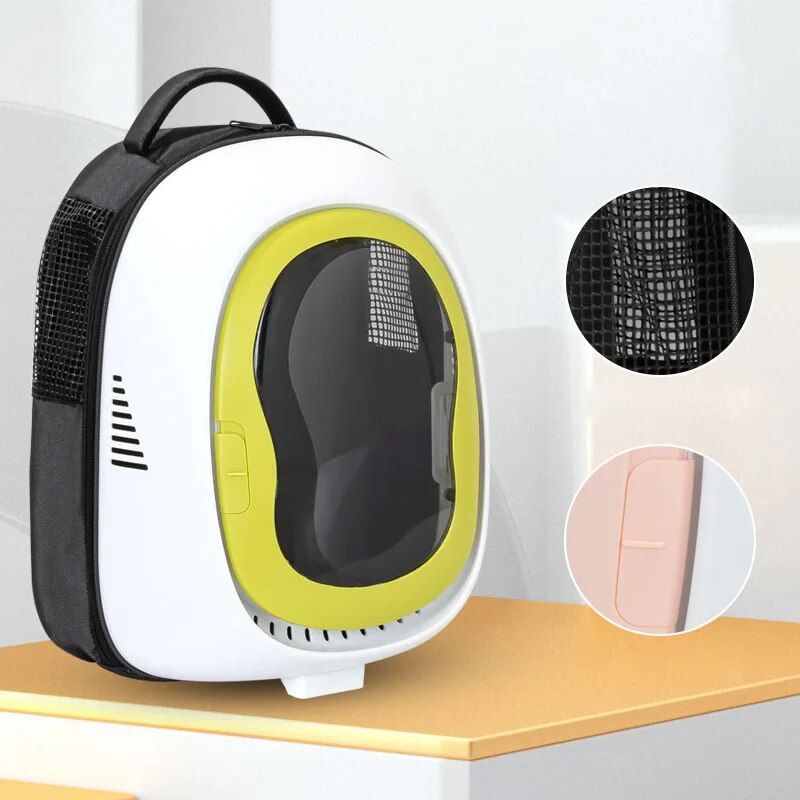 Sac À Dos De Transport Pour Animaux De Compagnie Chat Et Chien,Sac De Voyage Respirant,Capsule Spatiale Astronaute,Fenêtre De Haute Qualité - Type White Yellow-46x35x28cm