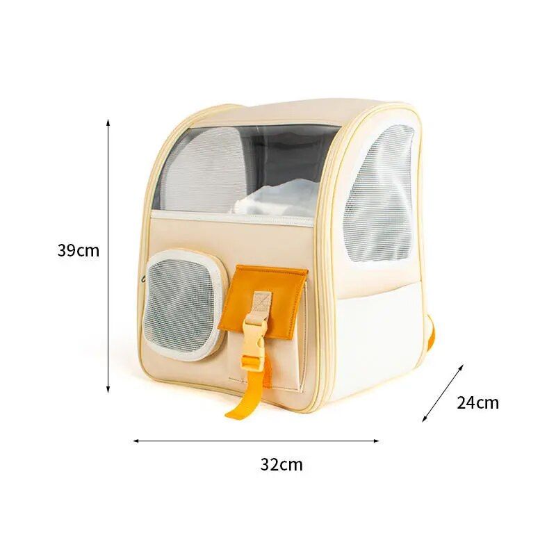 Sac À Dos De Voyage Transparent Pour Chats,Sacoche De Transport Pour Animaux De Compagnie,Chaton Et Petit Chien,Pour L'extérieur - Type Orange 3