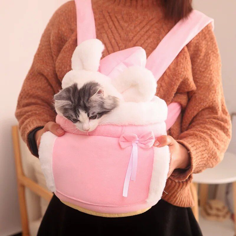 Sac À Dos Chaud En Peluche Douce Pour Animaux De Compagnie,Sacs De Transport Pour Petits Animaux De Compagnie,Voyage En Plein Air,Sacs De Poitrine Pour Chat Electrolux,Hiv - Type Pink-M(26x20x25cm)