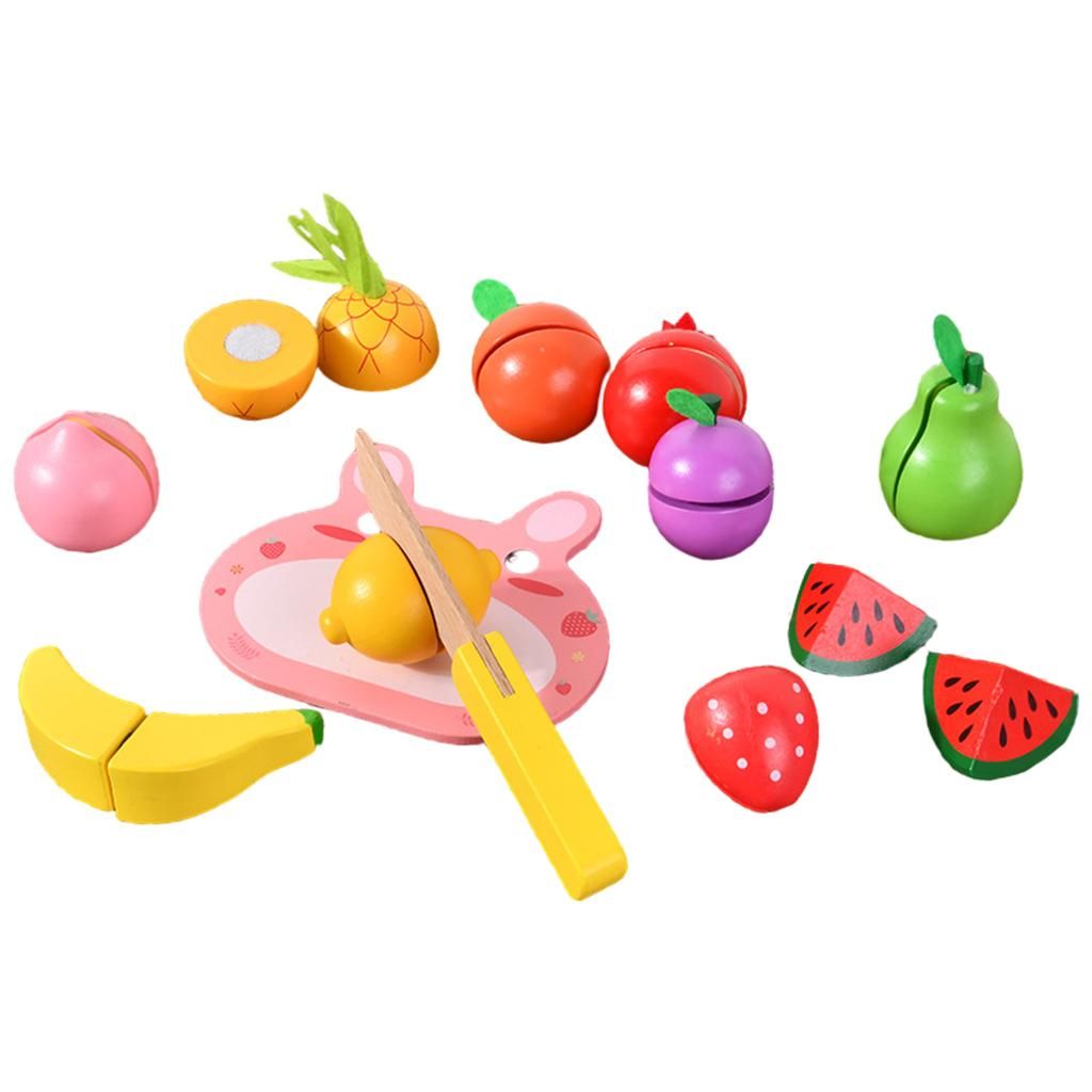  - 12x Jouet De Coupe Semblant En Bois D'apprentissage Précoce Pour La Cuisine Des Tout-Petits 3+ Fruit