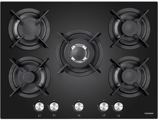 Plaque gaz TGV5C 70 cm 5 foyers verre