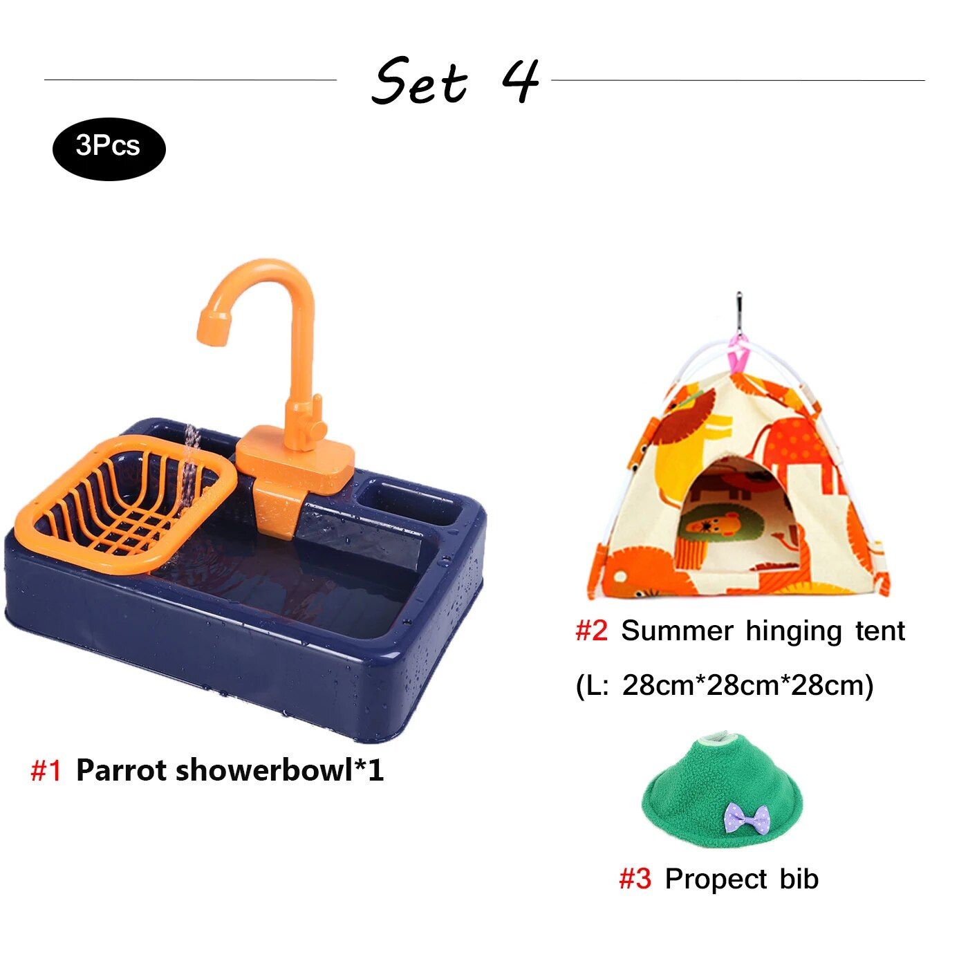 Meilleurs prix pour Cage De Bain Pour Oiseaux,Bassin De Douche Pour Perroquets,Accessoires Pour Oiseaux,Jouets - Type Set 4