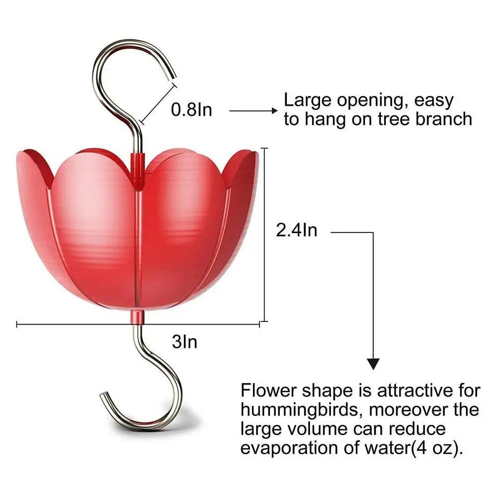 Confrontal-Mangeoire À Colibri En Forme De Fleur,Abreuvoir Pour Animaux,Distributeur De Nourriture Pour L'extérieur,Étanche,Garde-Fourmi,Crochet De Fossé Robuste - Type Red
