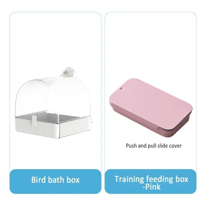 Boîte De Présentation Transparente Multifonctionnelle Pour Perroquet,Accessoires Pour Salle De Bain,Inséparable,Bain D'alimentation Pour Oiseaux - Type Feeding Box Set 3