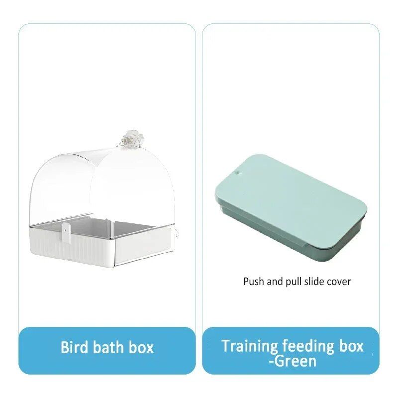 Boîte Transparente Pour Oiseaux Avec Accessoires Melbath,Mangeoire Multifonctionnelle Pour La Chambre - Type Feeding Box Set 2