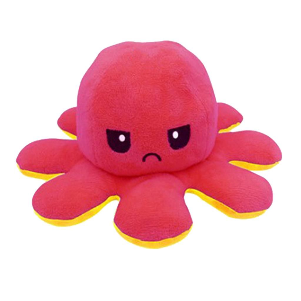  - Perfk Belle Peluche Marine Poulpe Animaux Double Face Soft Toys Décor À La Maison Jaune