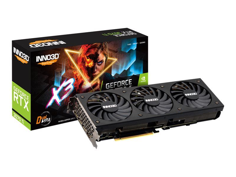 Inno3D GeForce RTX 3070 Ti X3 Carte graphique GF RTX 3070 Ti 8 Go GDDR6X PCIe 4.0 x16 3 x DisplayPort HDMI