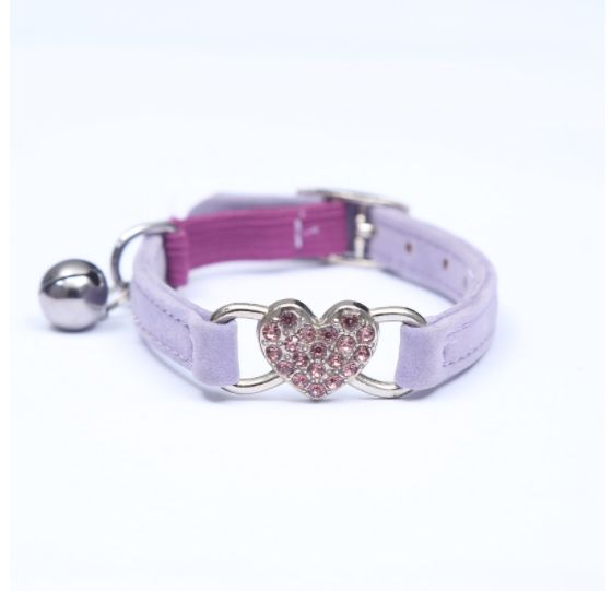 Collierpurple-1.0cmx28cm--Collier En Peluche Avec Strass Pour Chien Et Chat, En Tissu Doux Et Confortable, Cloche, Bande Élastique E