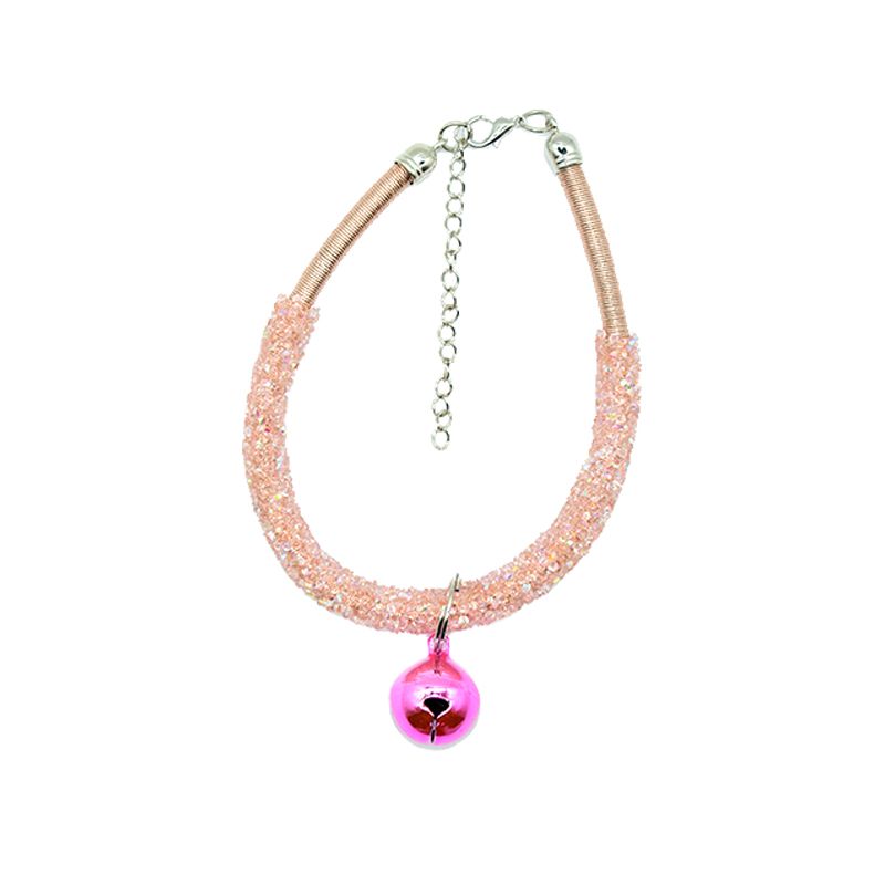 Collierrose-L--Collier En Diamant Scintillant Avec Clochette Pour Chat, Collier Fantaisie En Strass, Mignon, Chaton, Chiot, Accessoi
