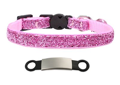 Collierpink Sliver-S--Collier En Nylon Pour Chat, Personnalisé, Avec Étiquette'identification, Avec Boucle Réglable, Pour Chien Et C