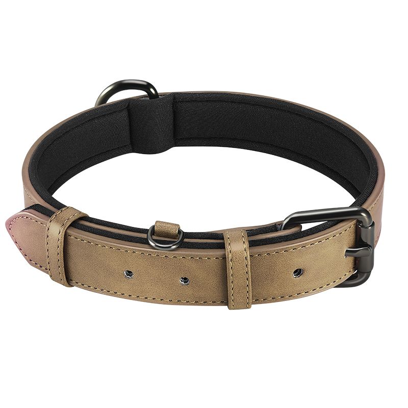 Collierbrown-M--Collier En Cuir Pu Pour Chien, Accessoire Pour Animaux De Compagnie, Personnalisé, Avec Nom, Moyen, Réfléchissant, D