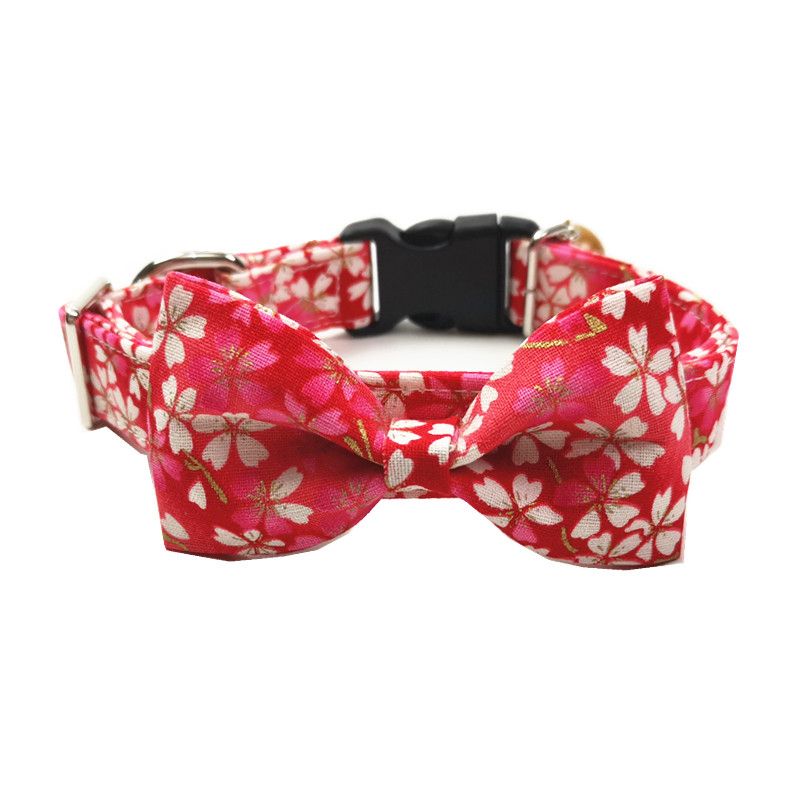 Collier9-Xs--Collier Ajustable Pour Chien, Style Japonais, Mouchoir Avec N¿Ud Papillon, Cloche, Shiba Inu, Accessoire Kimono, Husky