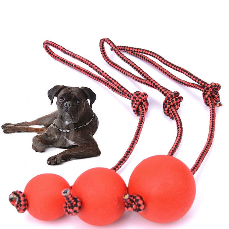 Comparer les prix de Jouet, Rouge-M--Balle Indestructible Pour Chien, Jouet'entraînement Pour Animaux De Compagnie, Balle De Traction Pour Chiot, Jouets À