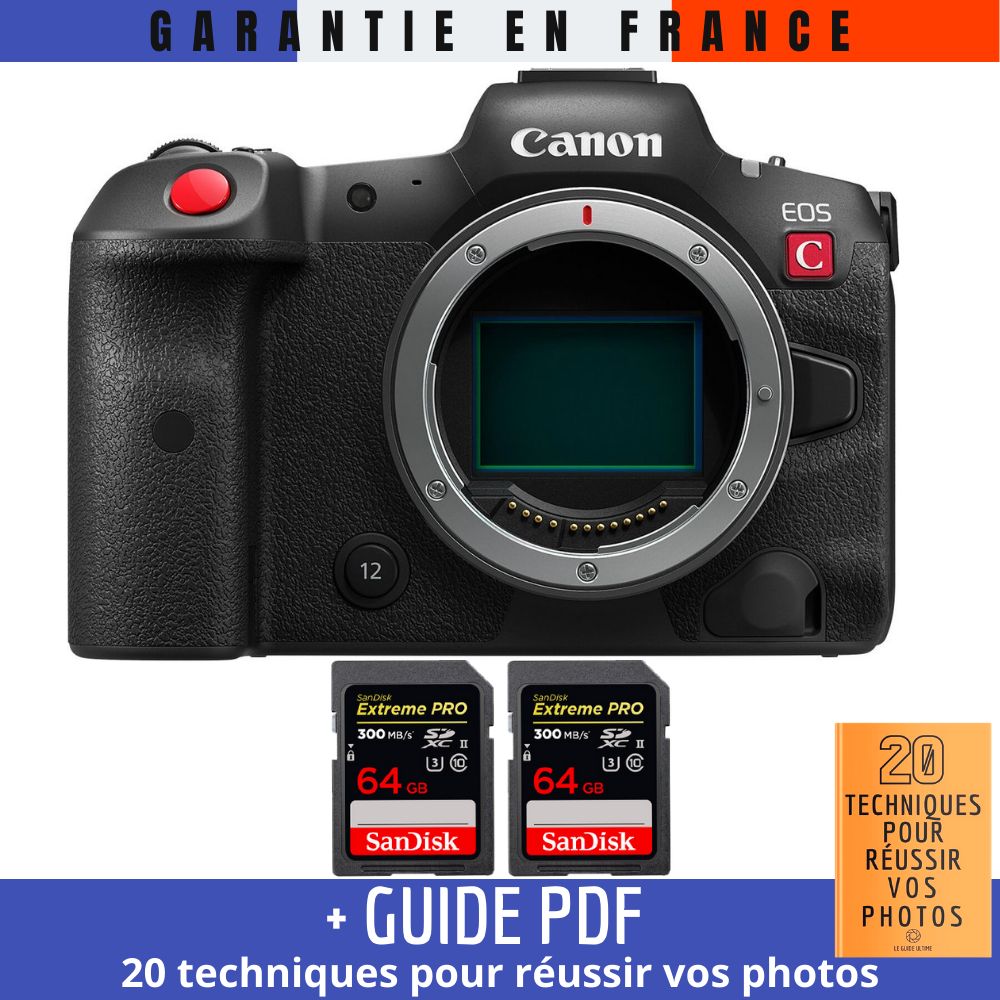 Canon EOS R5 C Nu + 2 SanDisk Extreme PRO UHS II SDXC 300 MB/ + Guide PDF 20 TECHNIQUES POUR RÉUSSIR VOS PHOTOS - vue 3