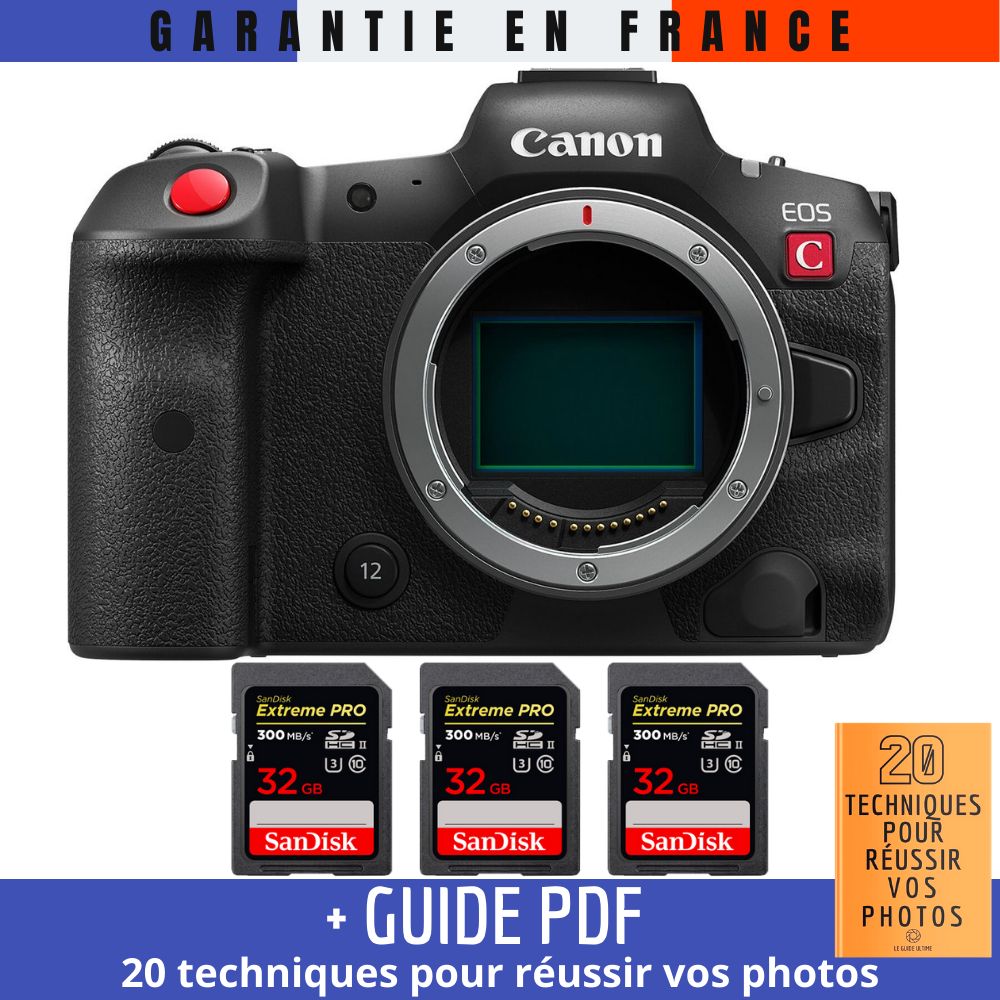 Canon EOS R5 C Nu + 3 SanDisk Extreme PRO UHS II SDXC 300 MB/ + Guide PDF 20 TECHNIQUES POUR RÉUSSIR VOS PHOTOS - vue 2