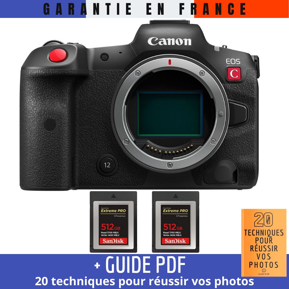 Canon EOS R5 C Nu + 2 SanDisk Extreme PRO CFexpress Type B + Guide PDF 20 TECHNIQUES POUR RÉUSSIR VOS PHOTOS - vue 3