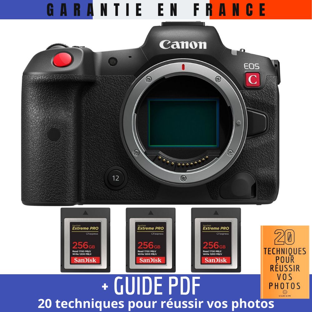 Canon EOS R5 C Nu + 3 SanDisk Extreme PRO CFexpress Type B + Guide PDF 20 TECHNIQUES POUR RÉUSSIR VOS PHOTOS
