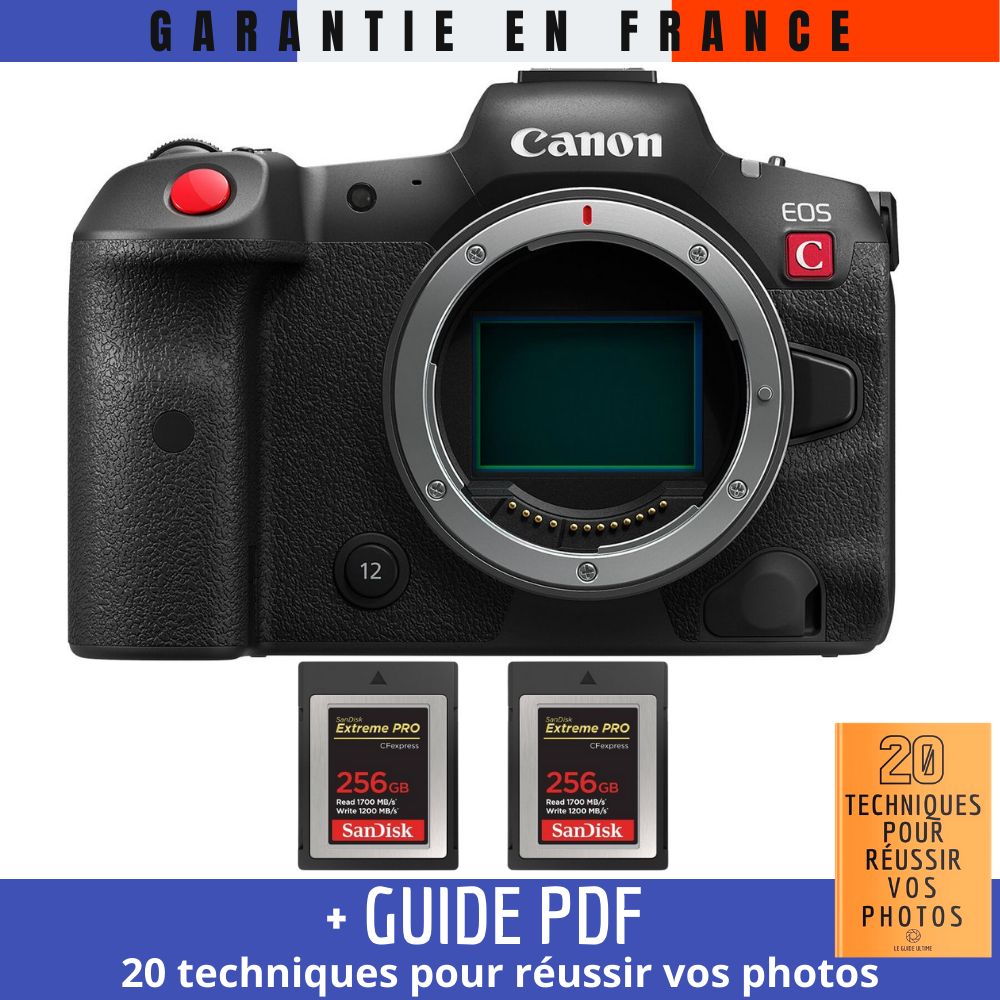 Canon EOS R5 C Nu + 2 SanDisk Extreme PRO CFexpress Type B + Guide PDF 20 TECHNIQUES POUR RÉUSSIR VOS PHOTOS - vue 2