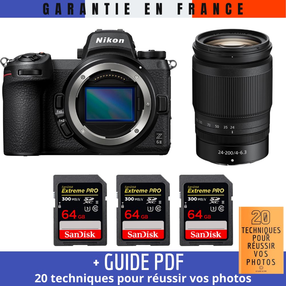 Nikon Z6 II + Z 24 200mm f4 6.3 VR + 3 SanDisk Extreme PRO UHS II SDXC 300 MB/ + Guide PDF 20 TECHNIQUES POUR RÉUSSIR VOS PHOTOS - vue 2