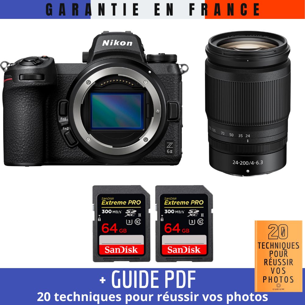 Nikon Z6 II + Z 24 200mm f4 6.3 VR + 2 SanDisk Extreme PRO UHS II SDXC 300 MB/ + Guide PDF 20 TECHNIQUES POUR RÉUSSIR VOS PHOTOS - vue 3