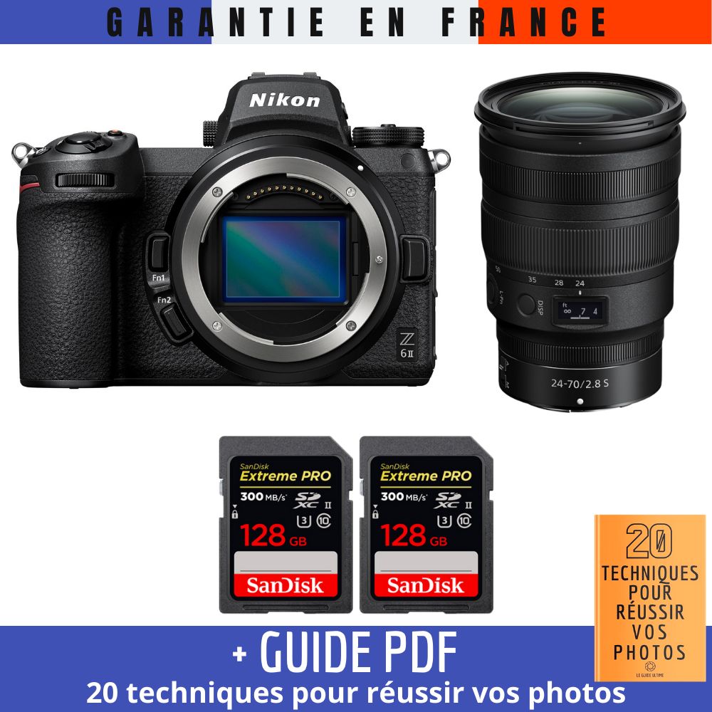 Nikon Z6 II + Z 24 70mm f2.8 + 2 SanDisk Extreme PRO UHS II SDXC 300 MB/ + Guide PDF 20 TECHNIQUES POUR RÉUSSIR VOS PHOTOS