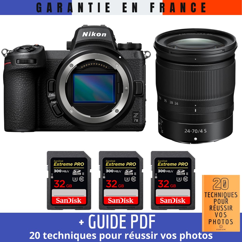 Nikon Z7 II + Z 24 70mm f4 + 3 SanDisk Extreme PRO UHS II SDXC 300 MB/ + Guide PDF 20 TECHNIQUES POUR RÉUSSIR VOS PHOTOS