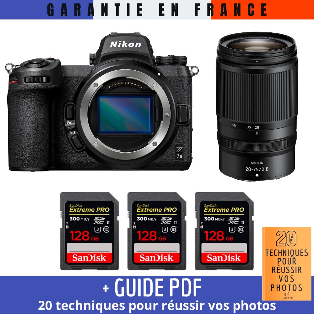 Nikon Z7 II + Z 28 75mm f2.8 + 3 SanDisk Extreme PRO UHS II SDXC 300 MB/ + Guide PDF 20 TECHNIQUES POUR RÉUSSIR VOS PHOTOS