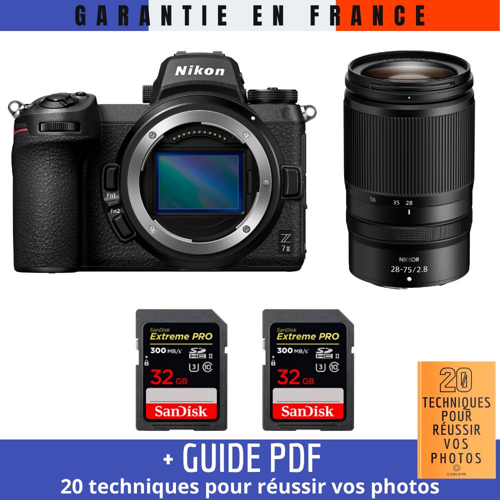 Nikon Z7 II + Z 28 75mm f2.8 + 2 SanDisk Extreme PRO UHS II SDXC 300 MB/ + Guide PDF 20 TECHNIQUES POUR RÉUSSIR VOS PHOTOS